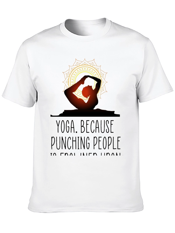 Yoga Because Punching People T-Shirt - Funny Fitness Tee