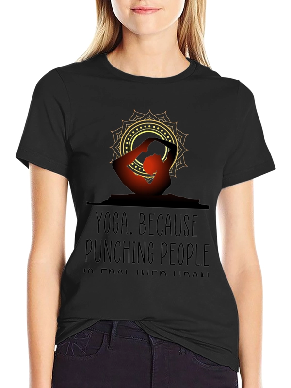 Yoga Because Punching People T-Shirt - Funny Fitness Tee