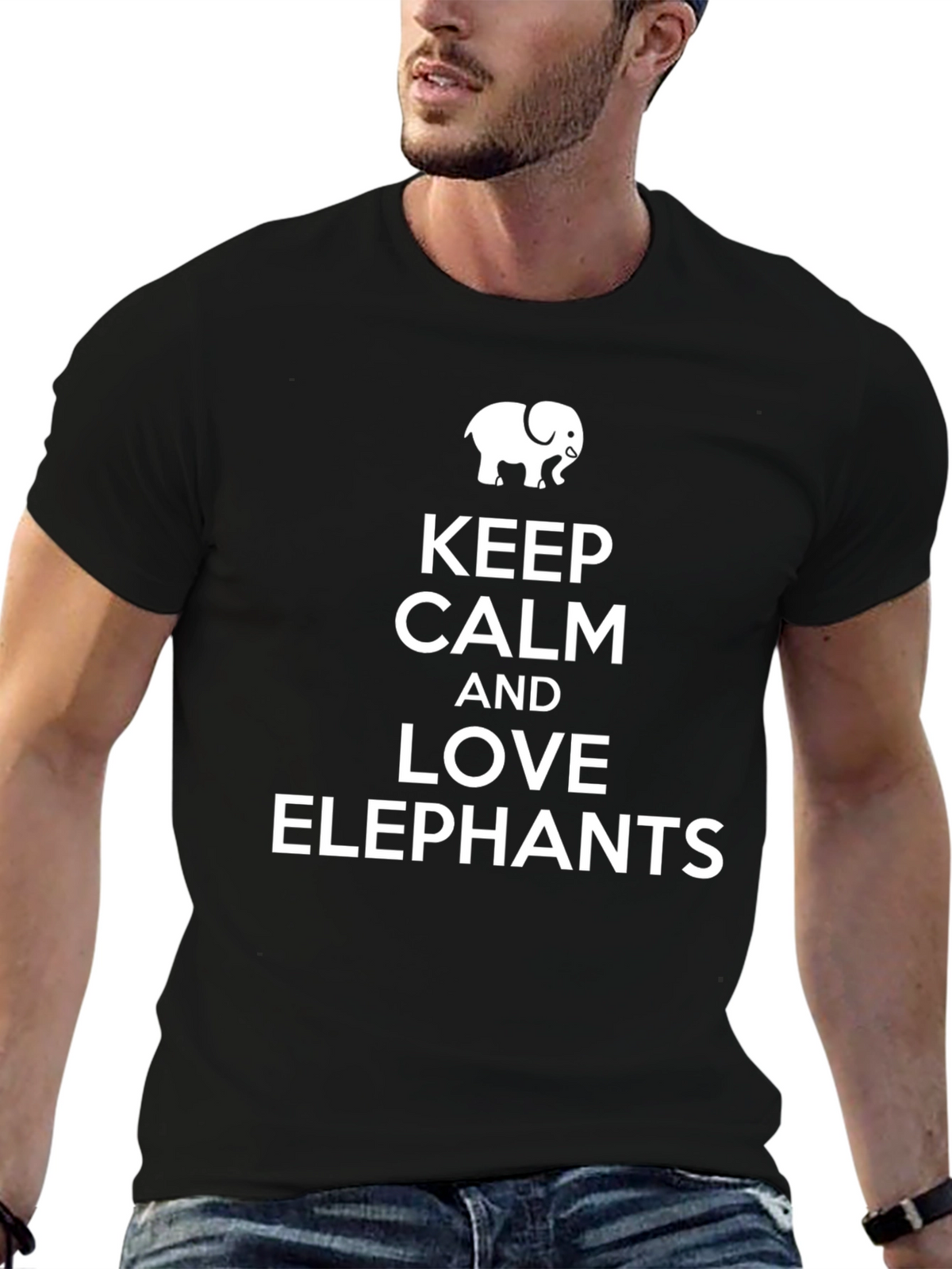 Keep Calm and Love Elephants Black T-Shirt