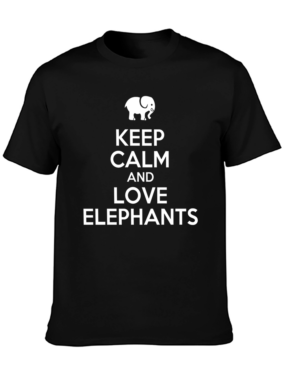 Keep Calm and Love Elephants Black T-Shirt