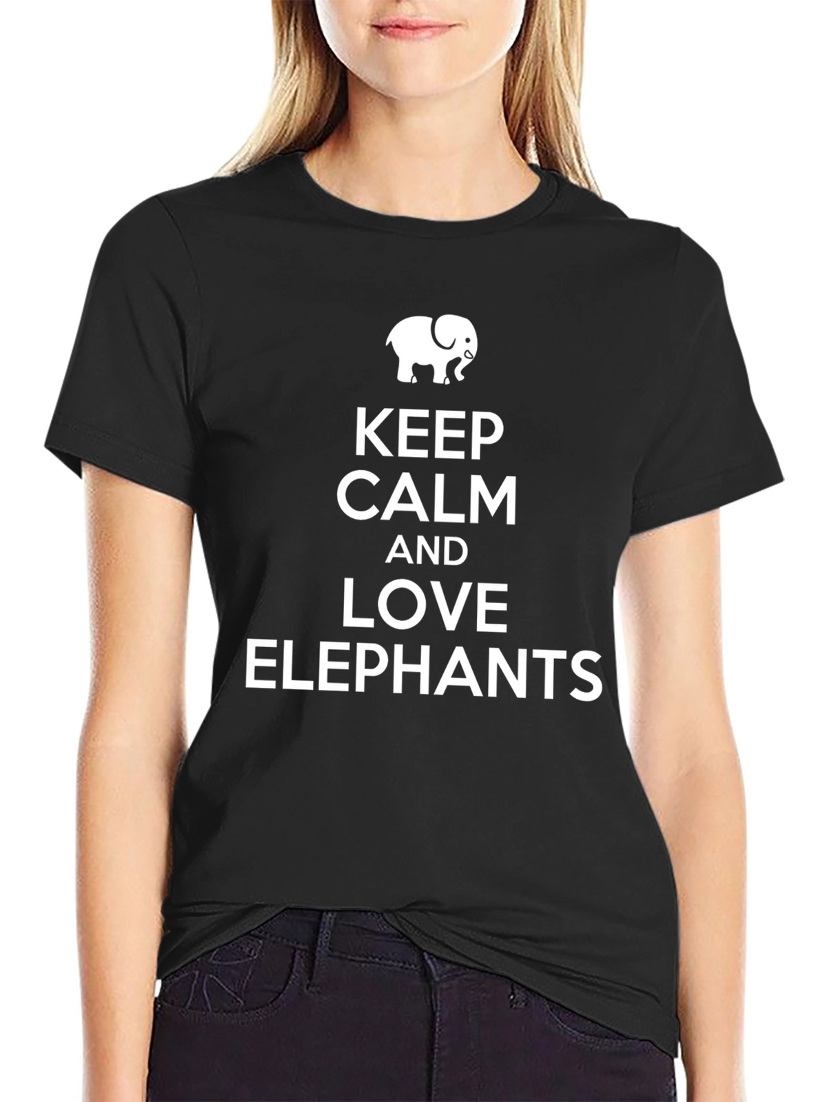Keep Calm and Love Elephants Black T-Shirt