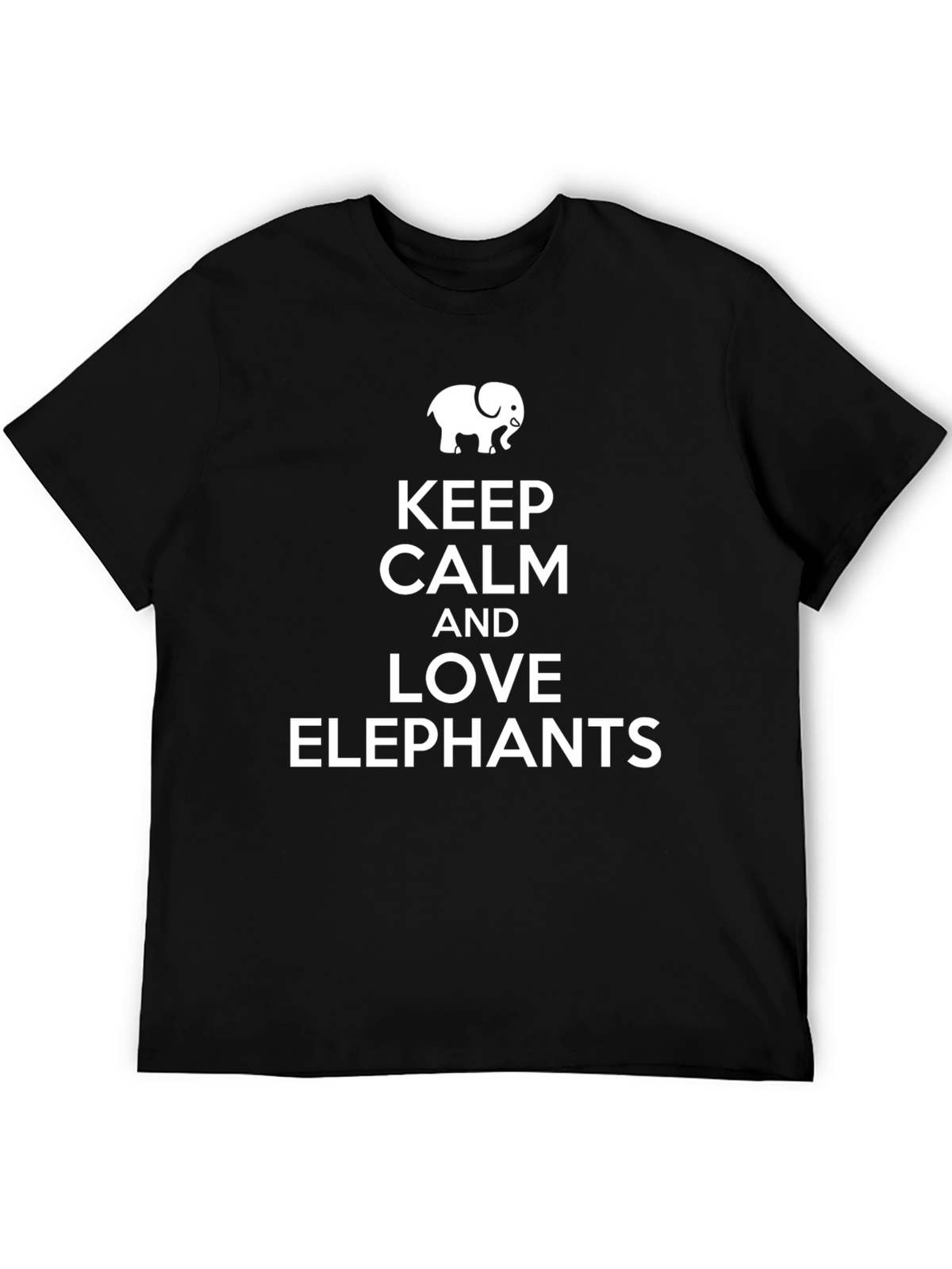 Keep Calm and Love Elephants Black T-Shirt