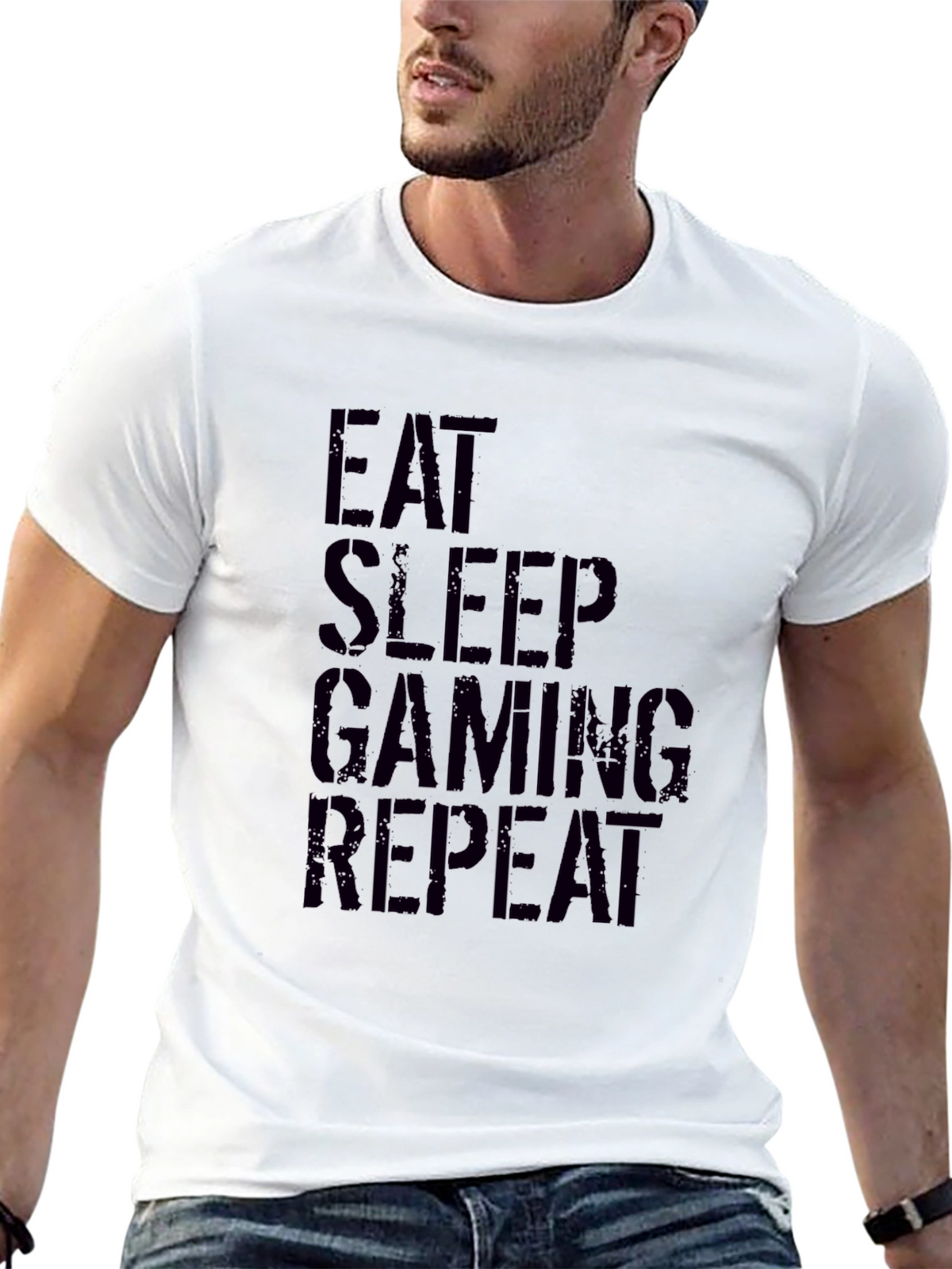 Eat Sleep Gaming Repeat Black T-Shirt