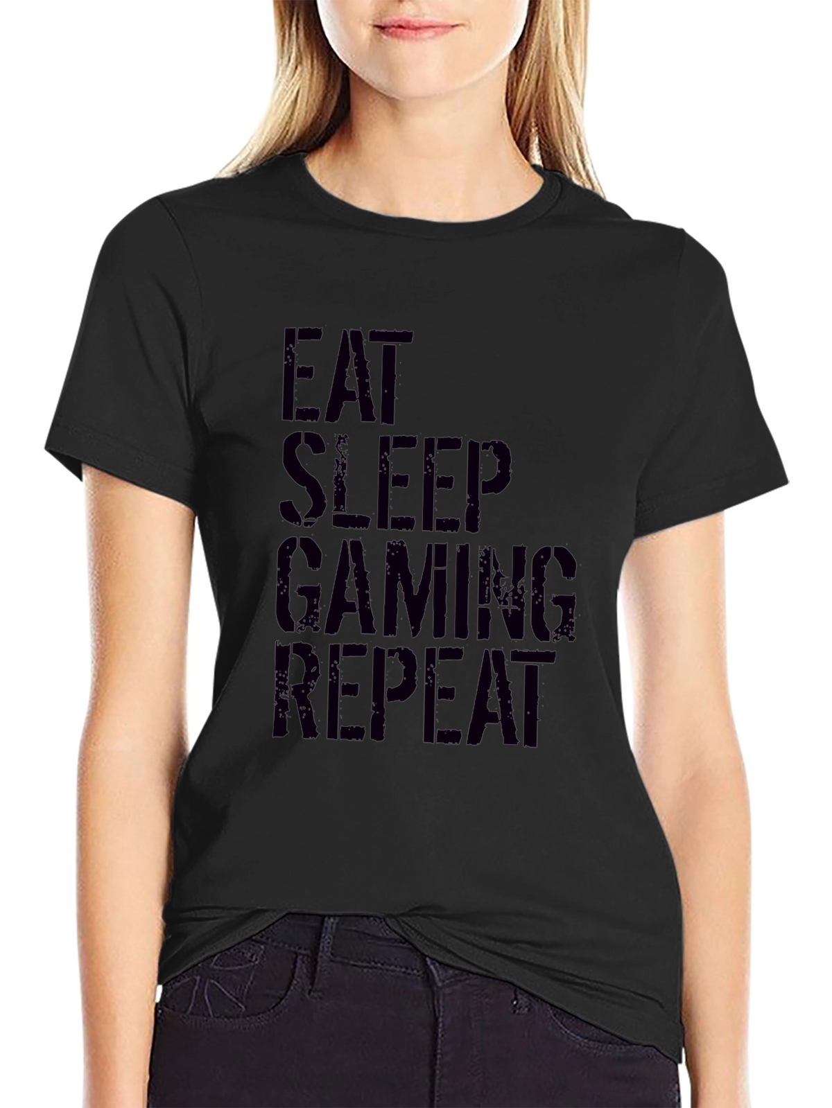 Eat Sleep Gaming Repeat Black T-Shirt