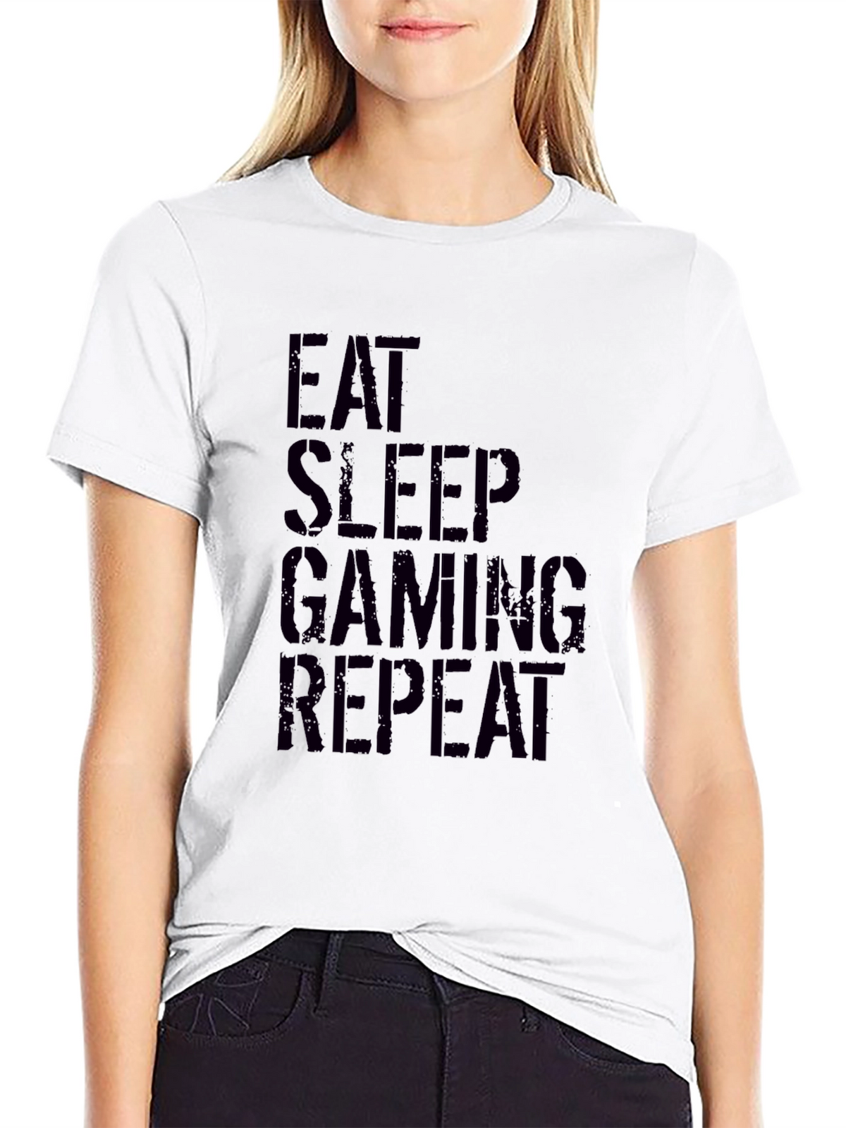 Eat Sleep Gaming Repeat Black T-Shirt