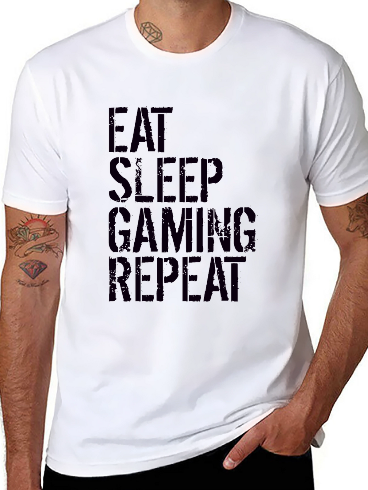 Eat Sleep Gaming Repeat Black T-Shirt