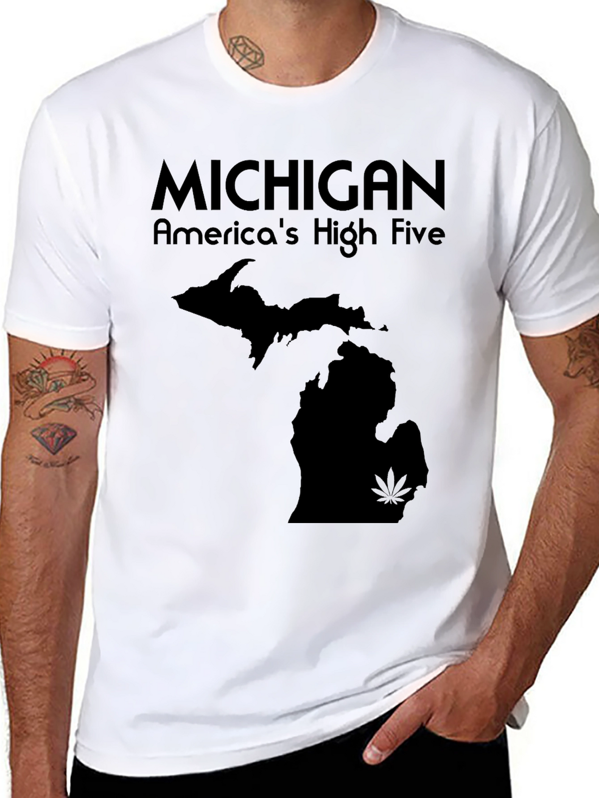 Michigan Americas High Five Black T-Shirt