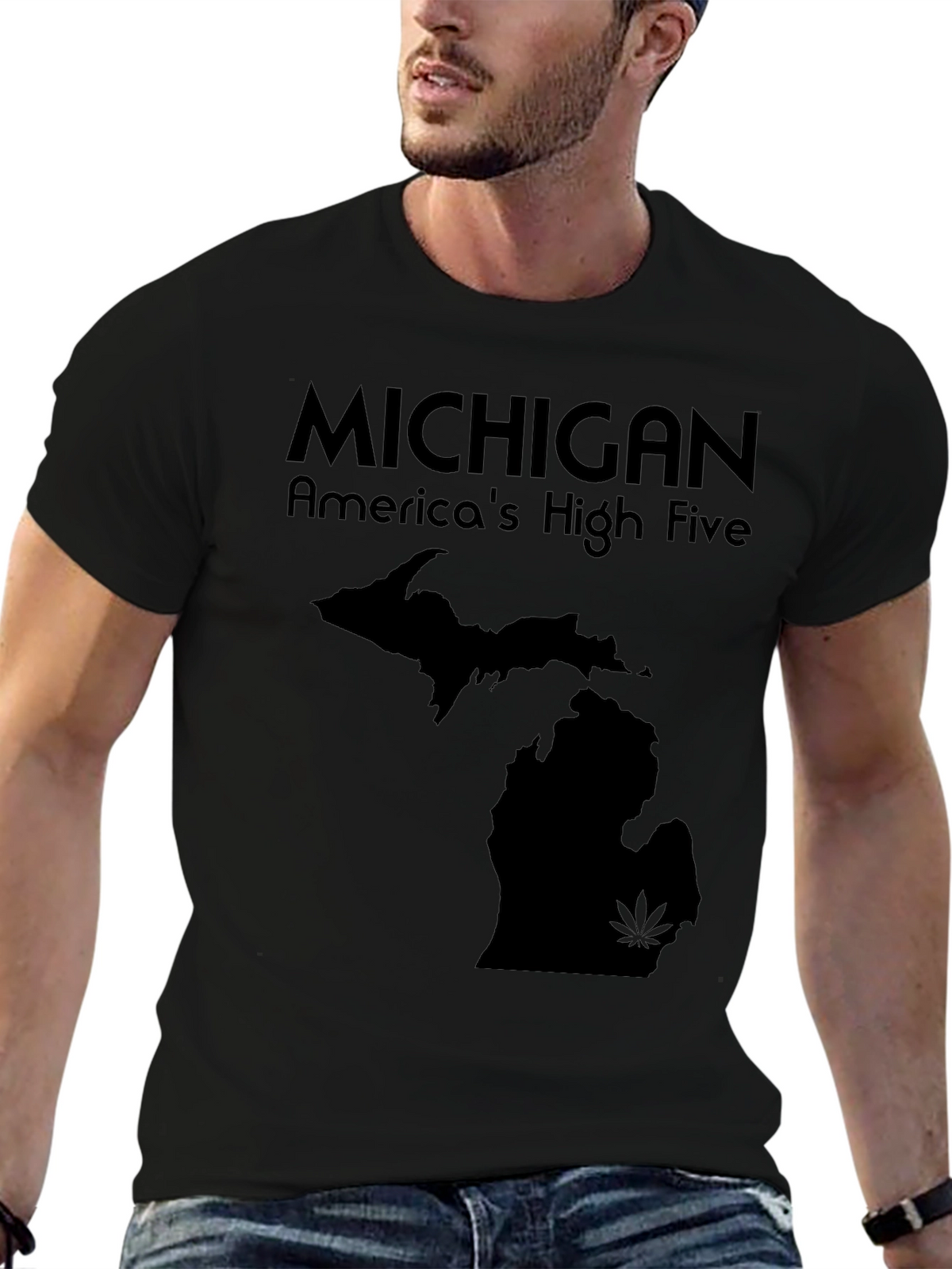 Michigan Americas High Five Black T-Shirt