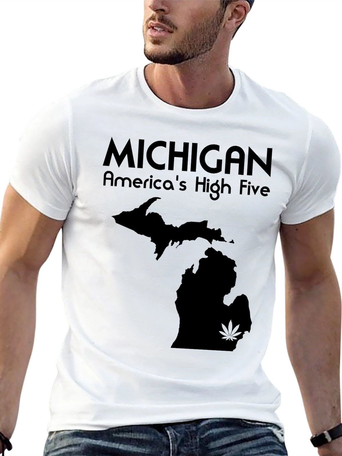 Michigan Americas High Five Black T-Shirt