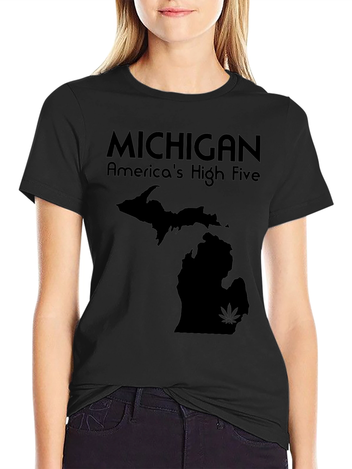 Michigan Americas High Five Black T-Shirt