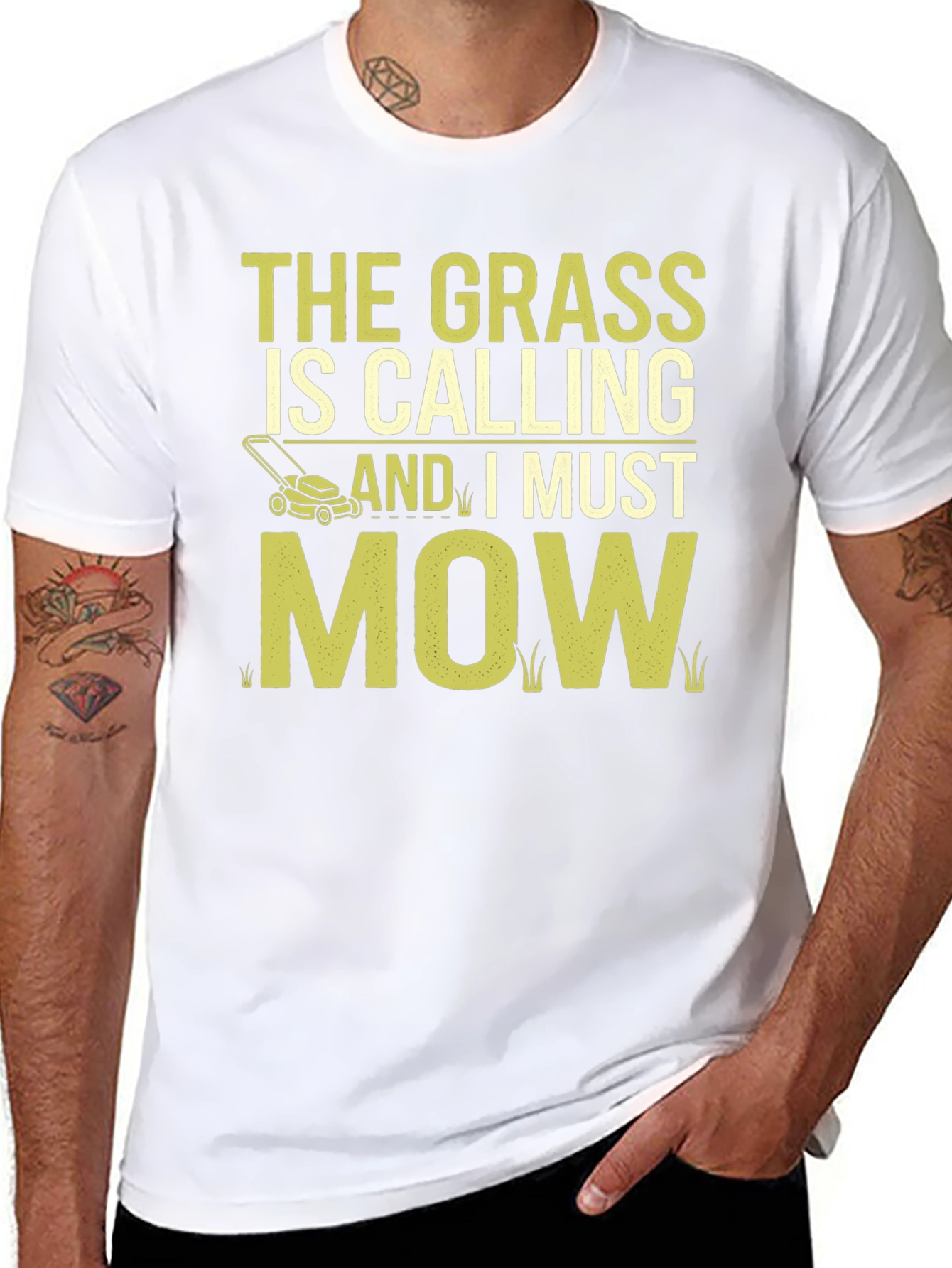 The Grass Is Calling Funny Lawn Mowing T-Shirt