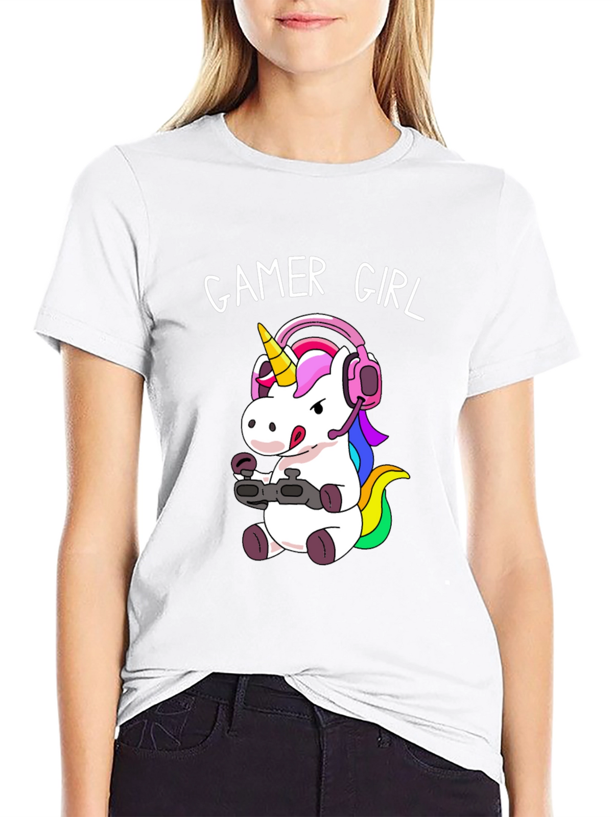 Gamer Girl Unicorn T-Shirt - Black