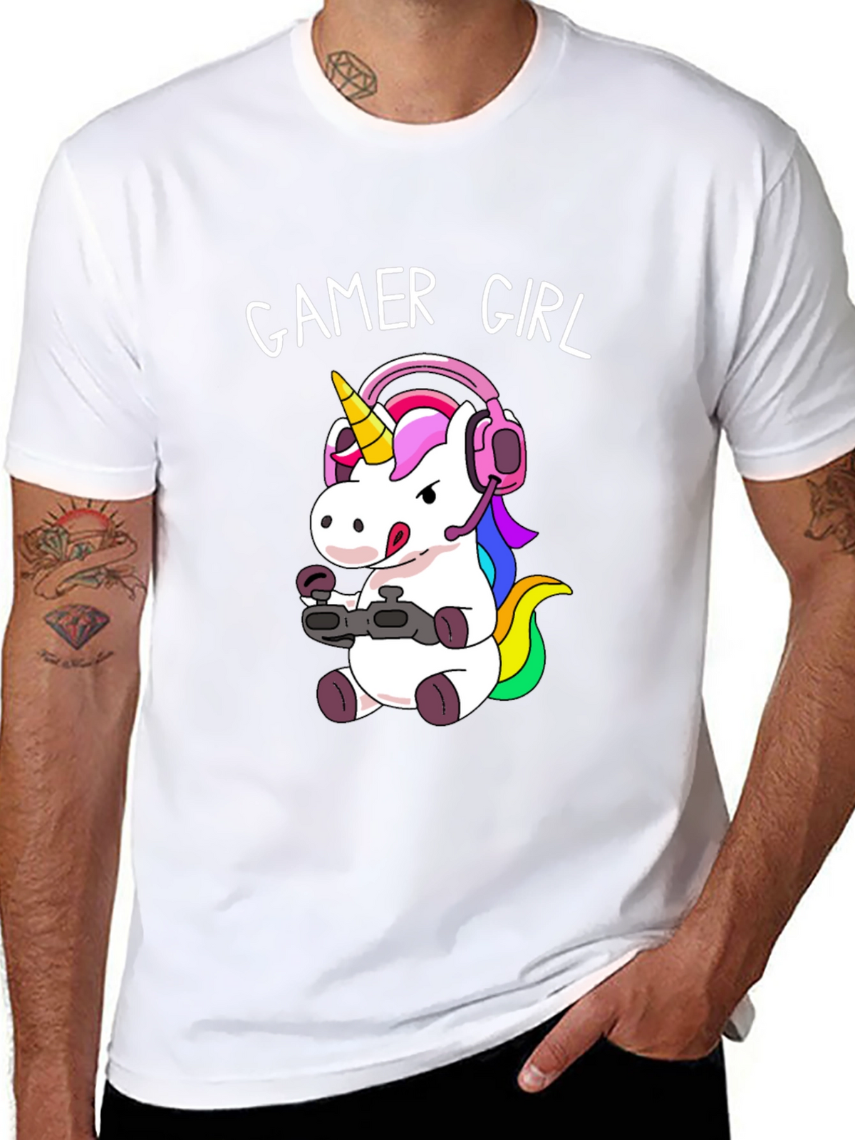 Gamer Girl Unicorn T-Shirt - Black