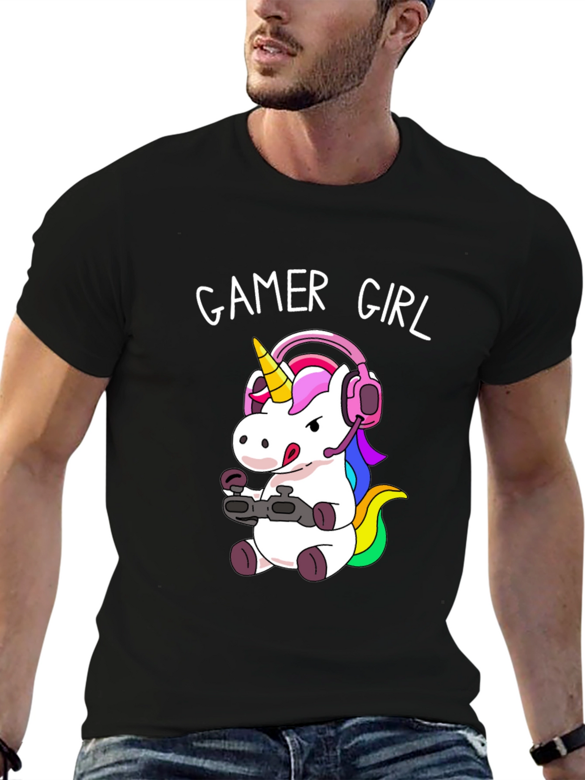Gamer Girl Unicorn T-Shirt - Black