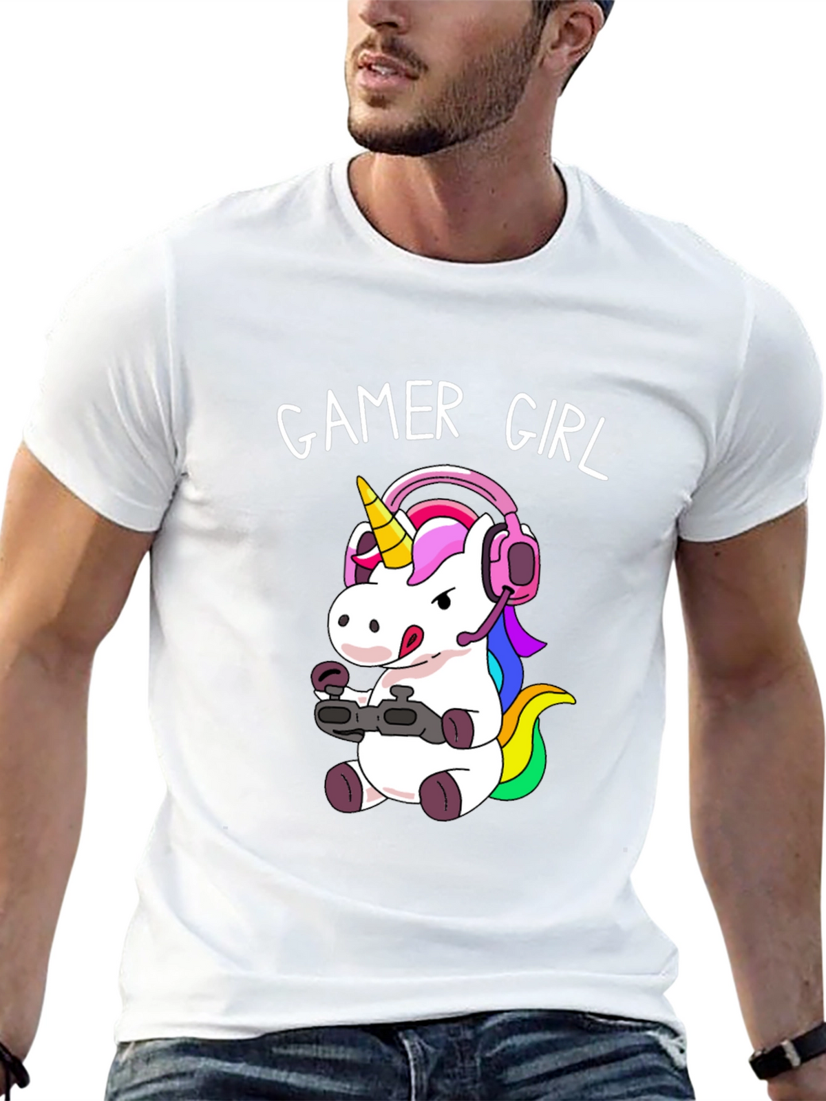 Gamer Girl Unicorn T-Shirt - Black