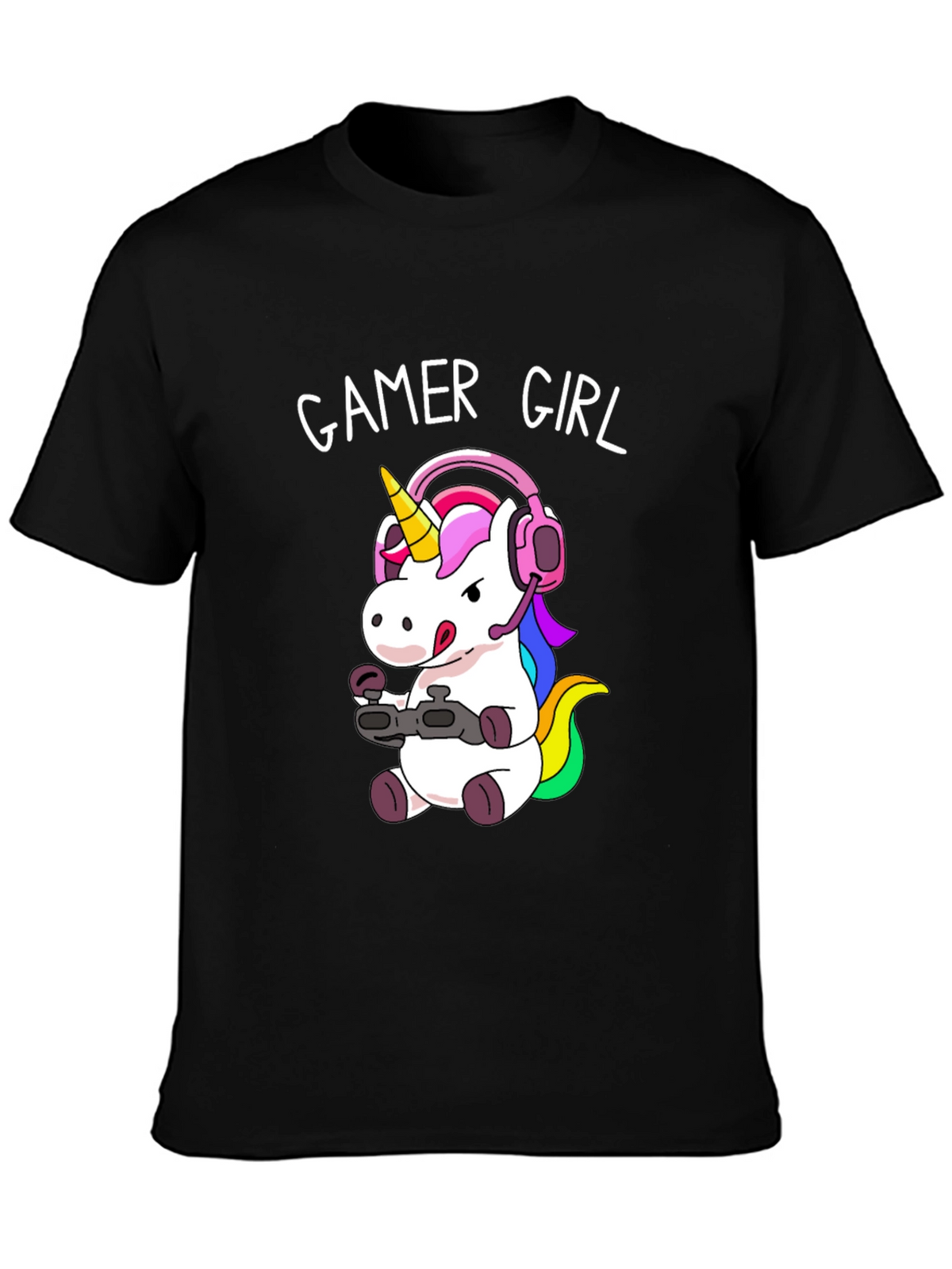 Gamer Girl Unicorn T-Shirt - Black