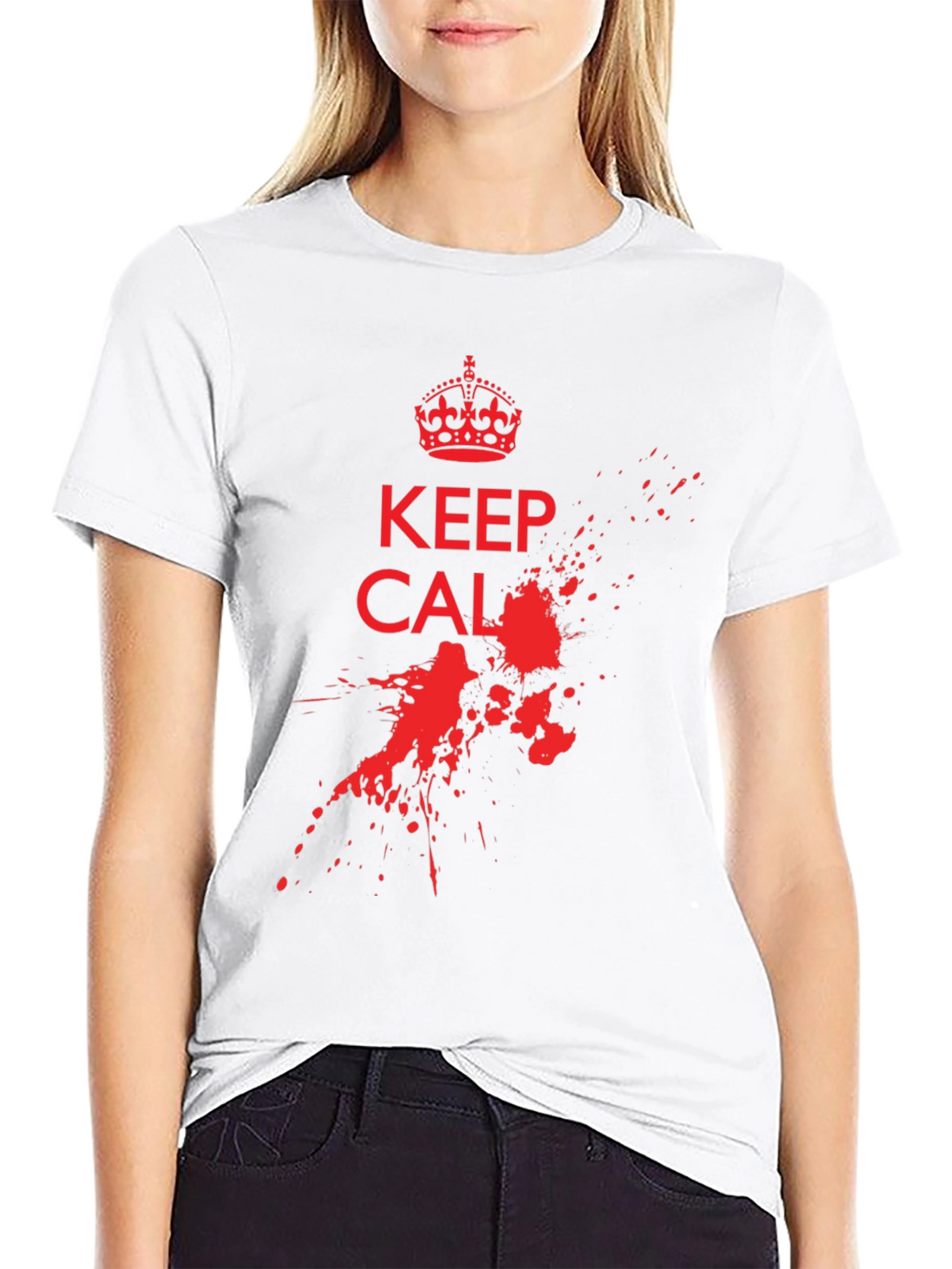Keep Calm T-Shirt - Red Ink Splatter Graphic Tee