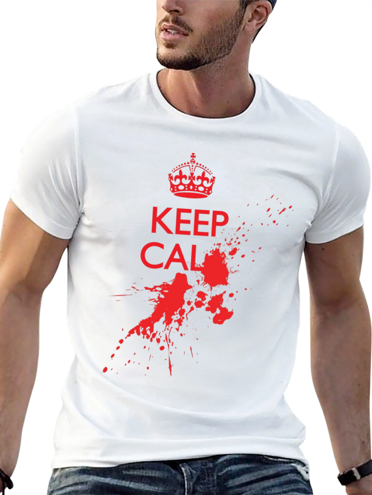 Keep Calm T-Shirt - Red Ink Splatter Graphic Tee