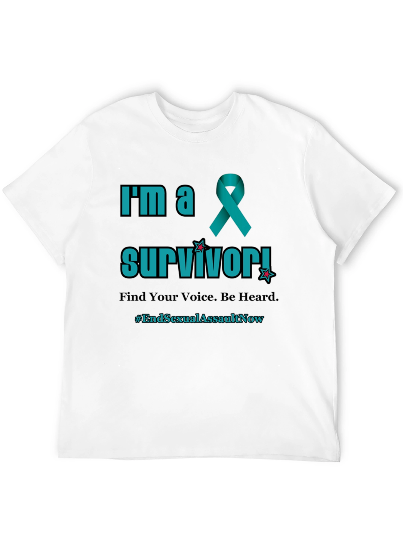 Teal Ribbon Survivor T-Shirt: End Sexual Assault Now