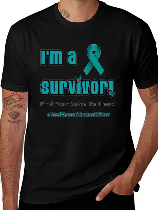 Teal Ribbon Survivor T-Shirt: End Sexual Assault Now