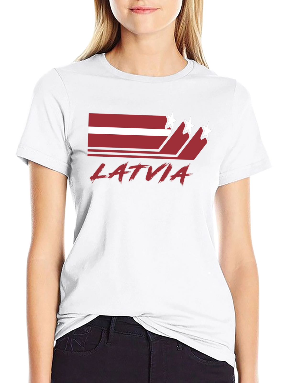Latvia Flag Graphic Tee - Black Cotton T-Shirt