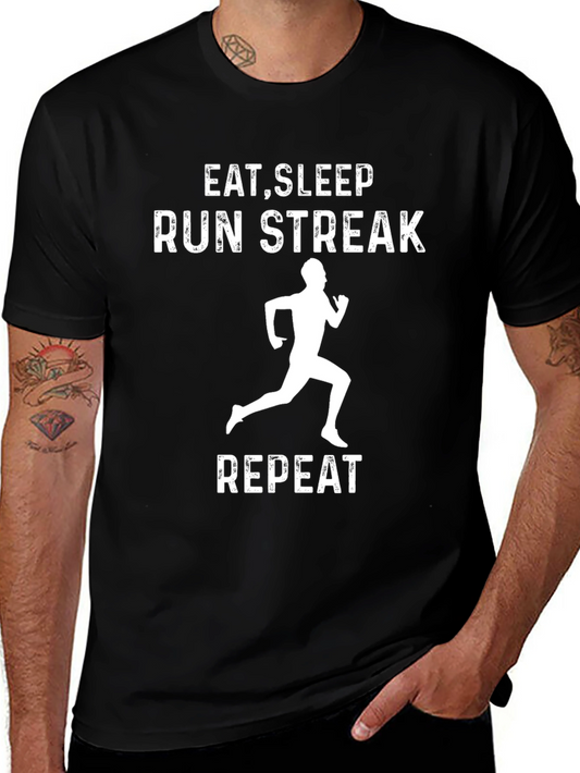 Eat Sleep Run Streak Repeat Black Graphic Tee