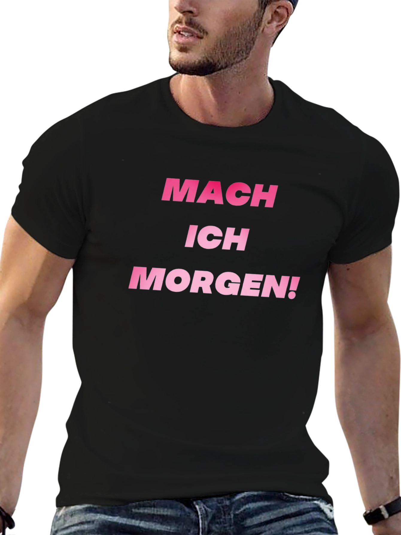 Procrastinators Tee: Mach Ich Morgen! Black T-Shirt
