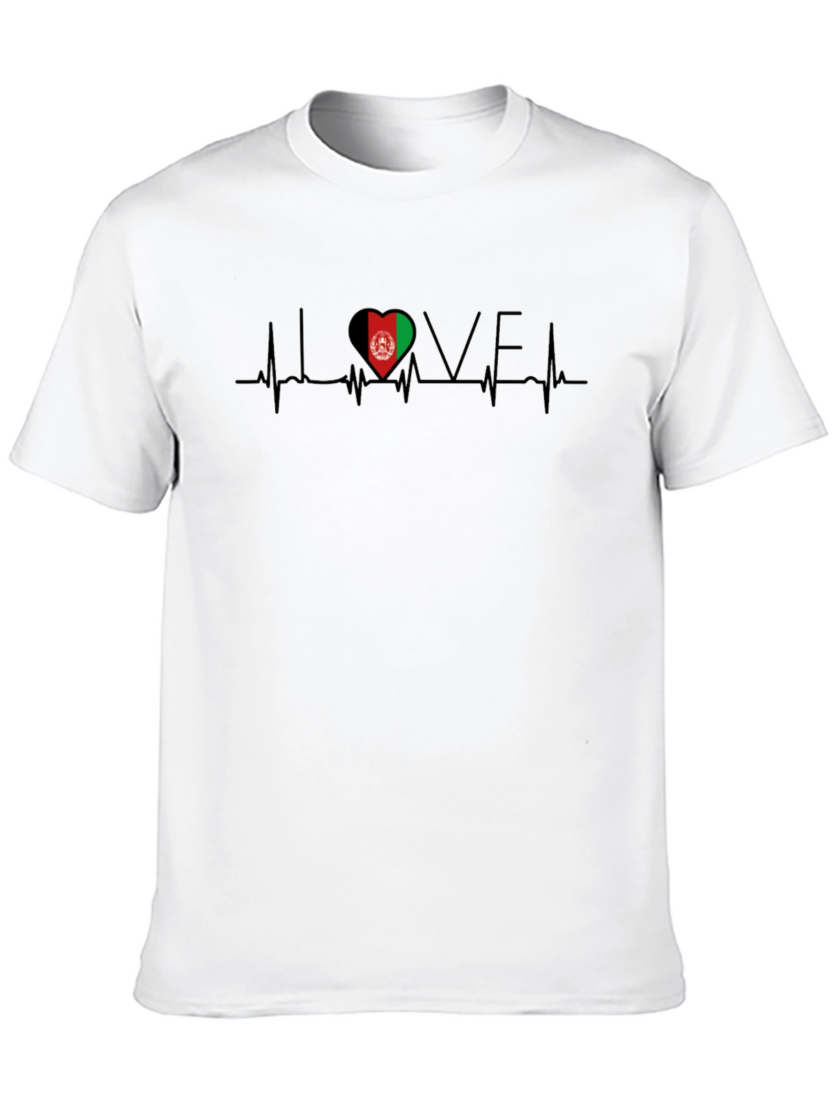 I Love Afghanistan Heartbeat T-Shirt - Black