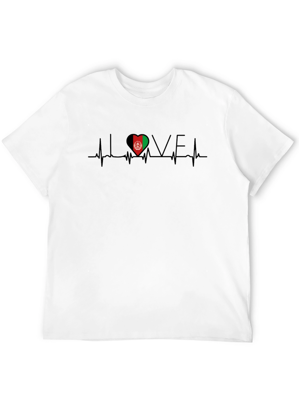 I Love Afghanistan Heartbeat T-Shirt - Black
