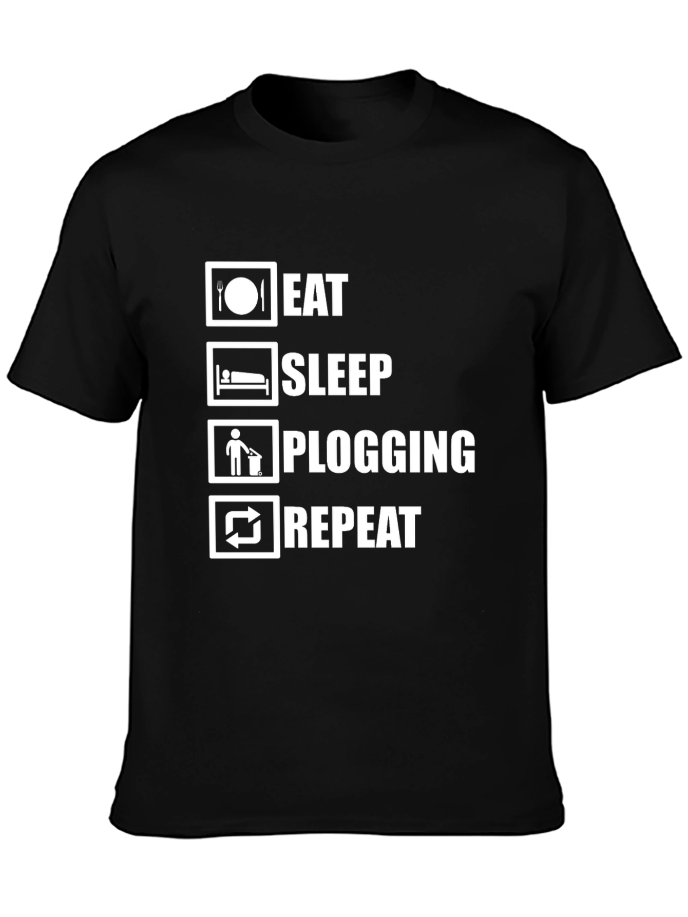 Eat Sleep Plogging Repeat Black T-Shirt