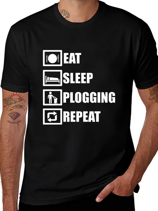 Eat Sleep Plogging Repeat Black T-Shirt