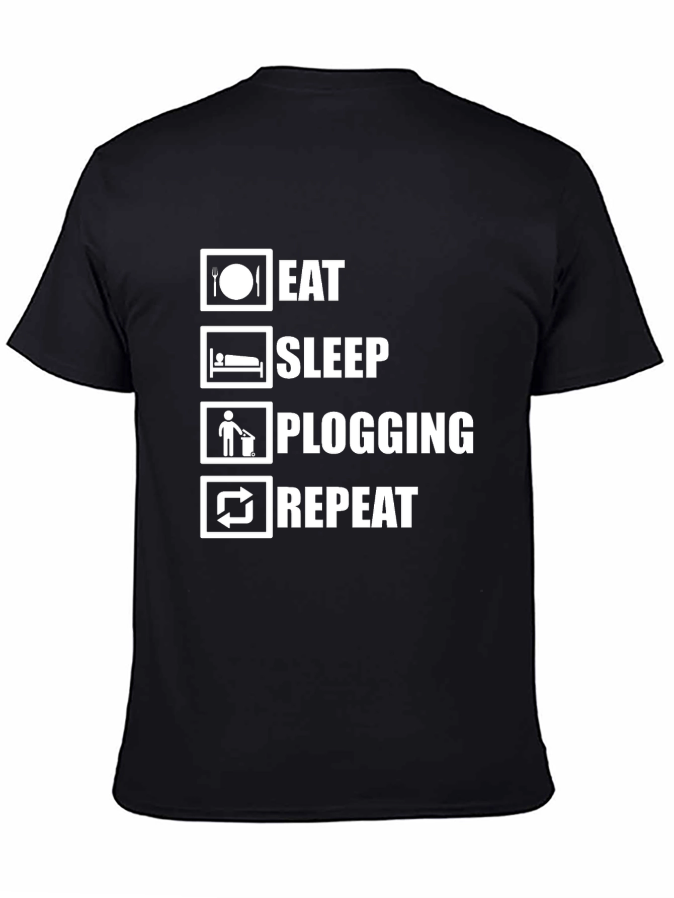Eat Sleep Plogging Repeat Black T-Shirt