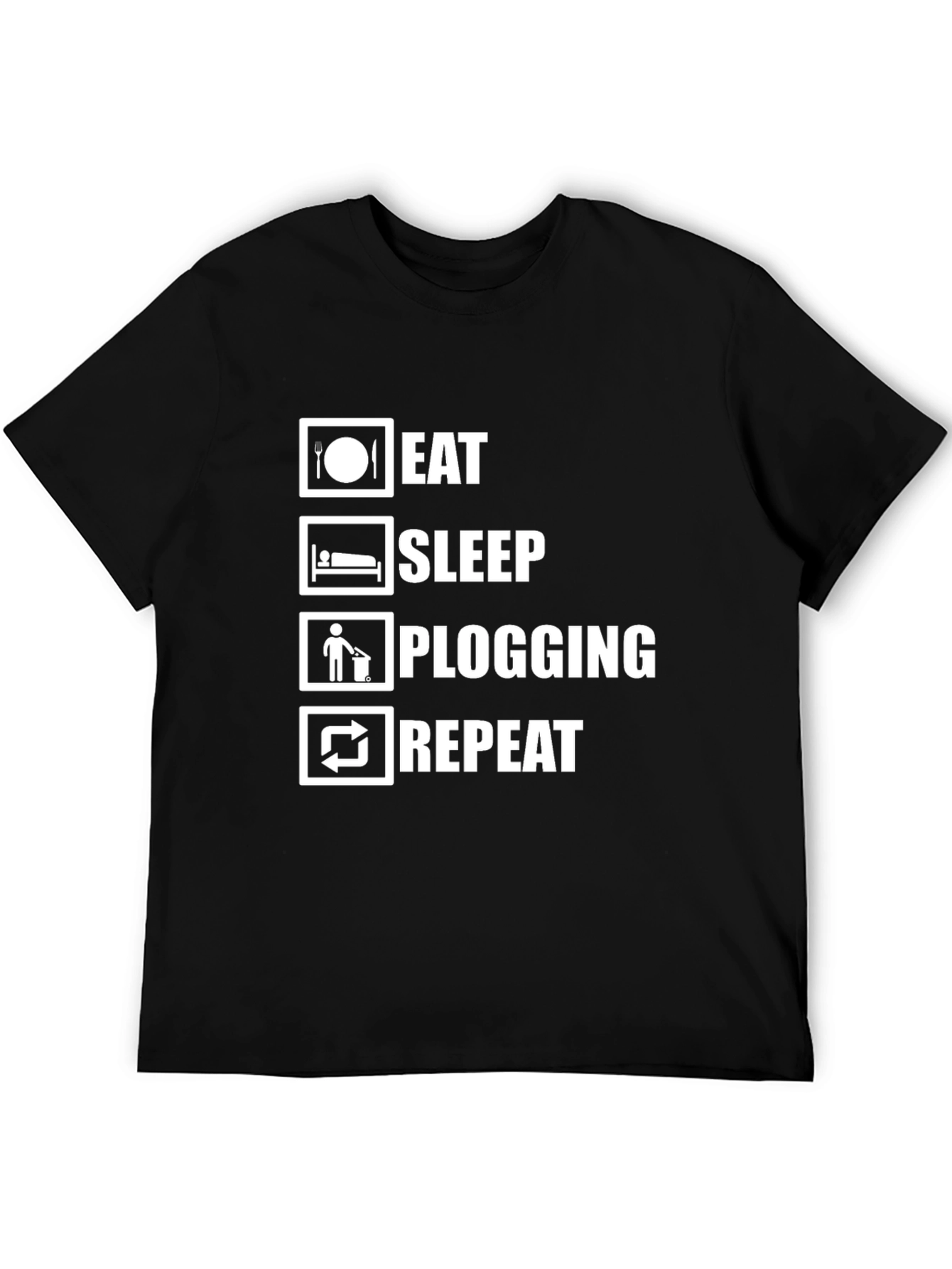 Eat Sleep Plogging Repeat Black T-Shirt