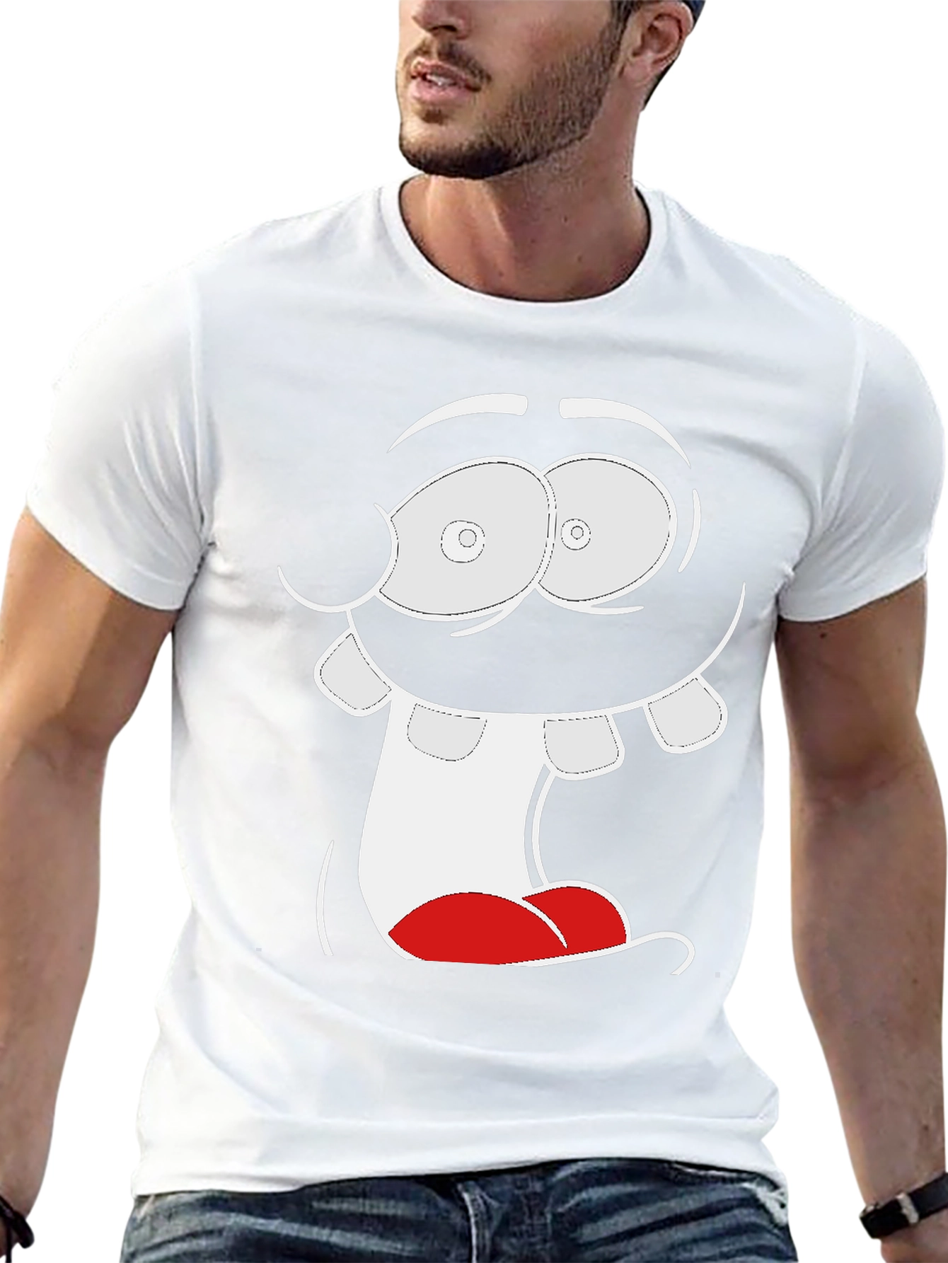 Cartoon Face Graphic Tee - Black