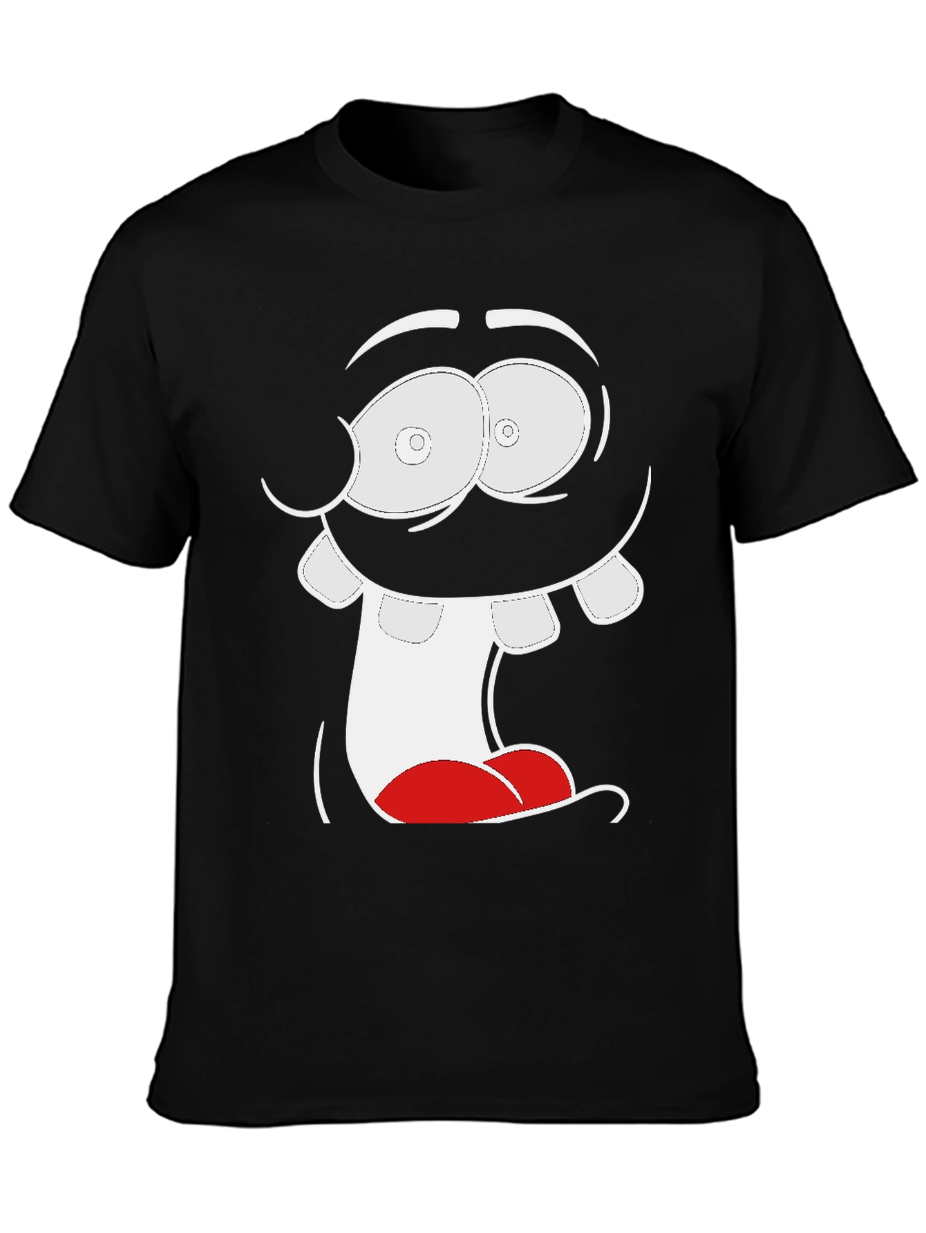 Cartoon Face Graphic Tee - Black