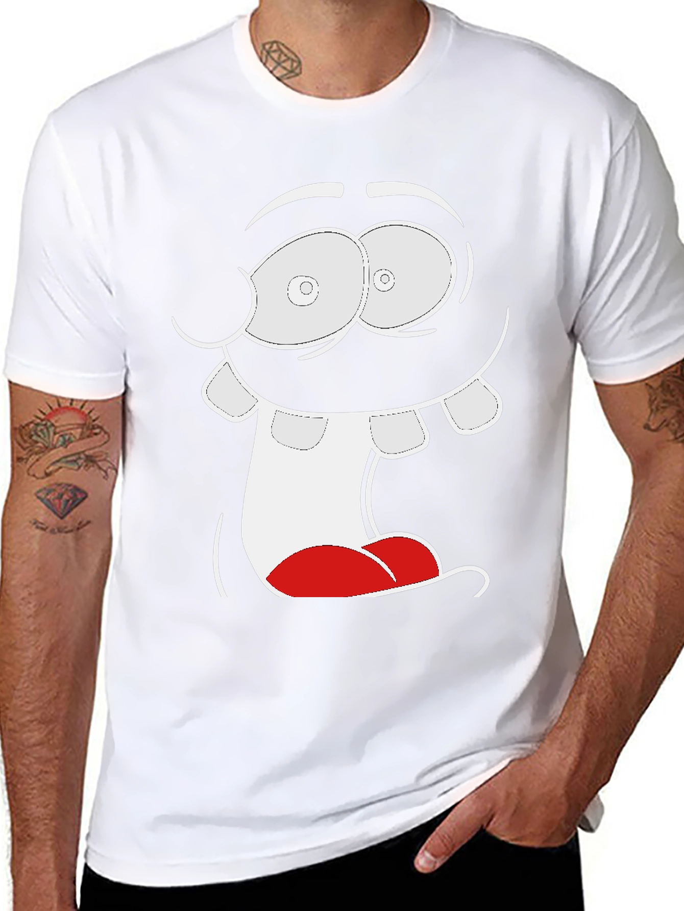 Cartoon Face Graphic Tee - Black