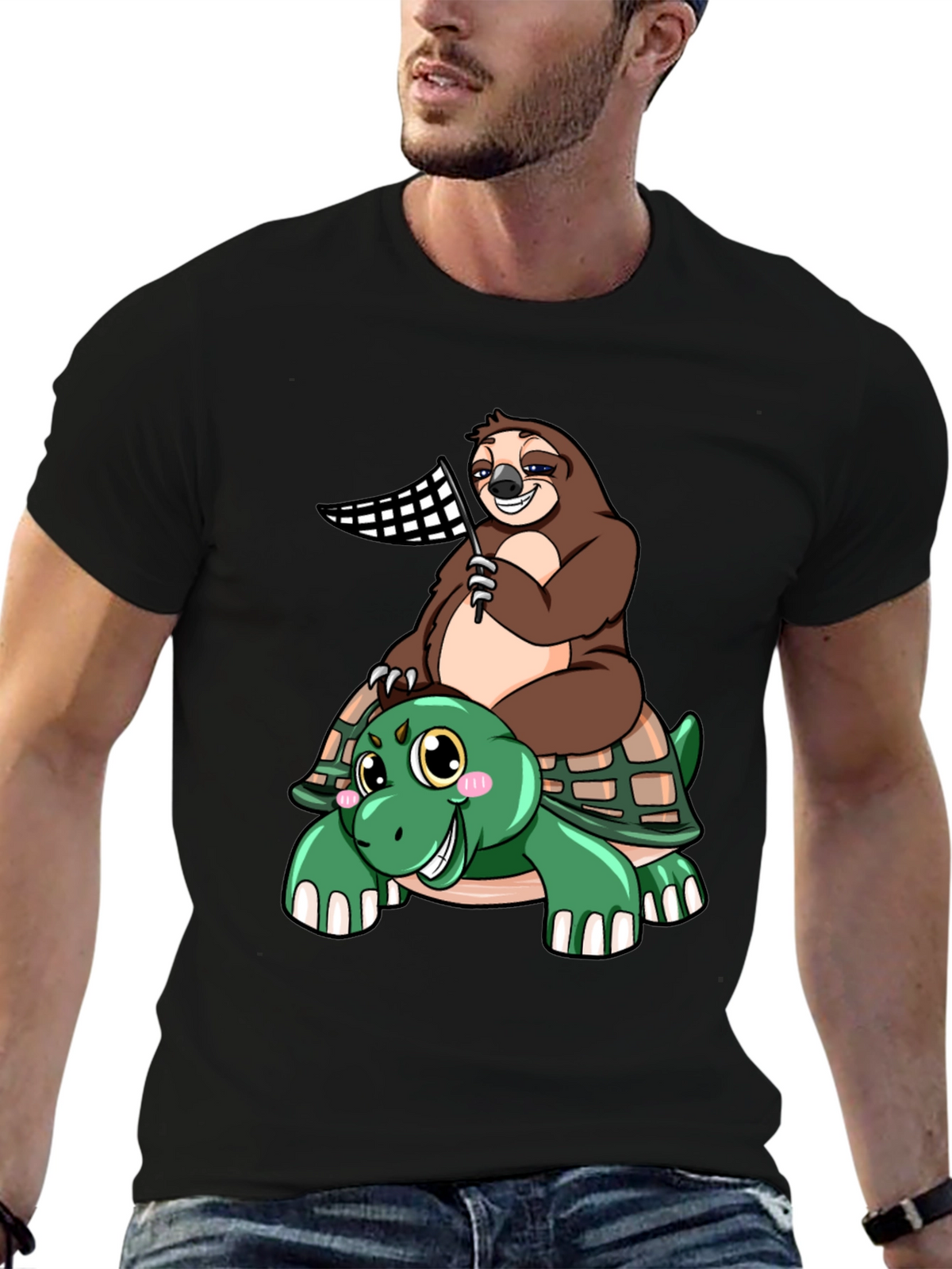Sloth Riding Turtle T-Shirt - Slow & Steady Wins!