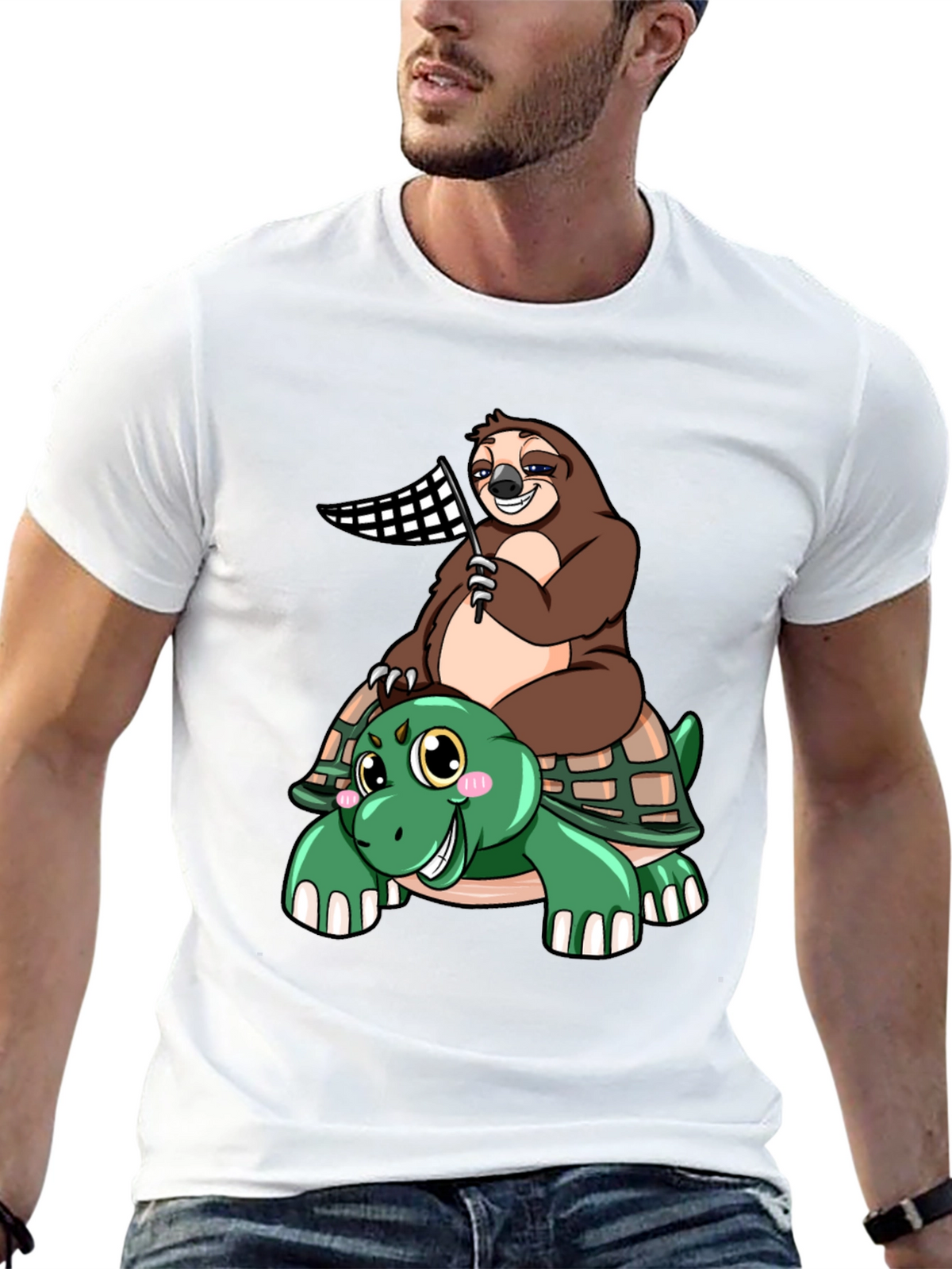 Sloth Riding Turtle T-Shirt - Slow & Steady Wins!