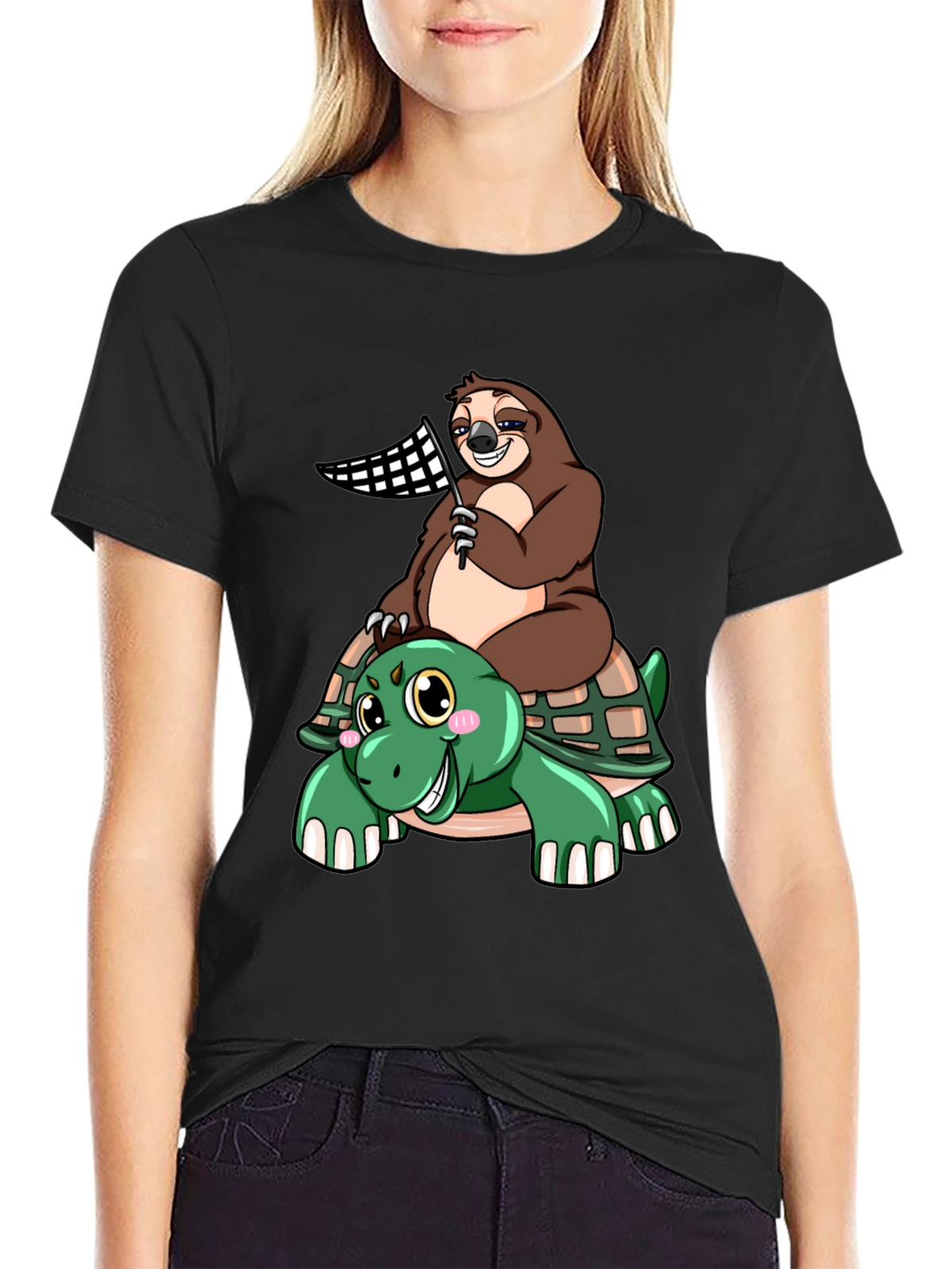 Sloth Riding Turtle T-Shirt - Slow & Steady Wins!