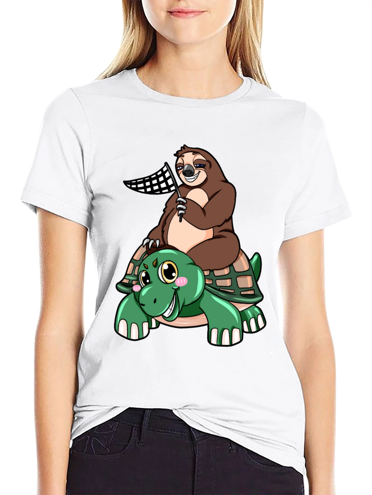 Sloth Riding Turtle T-Shirt - Slow & Steady Wins!