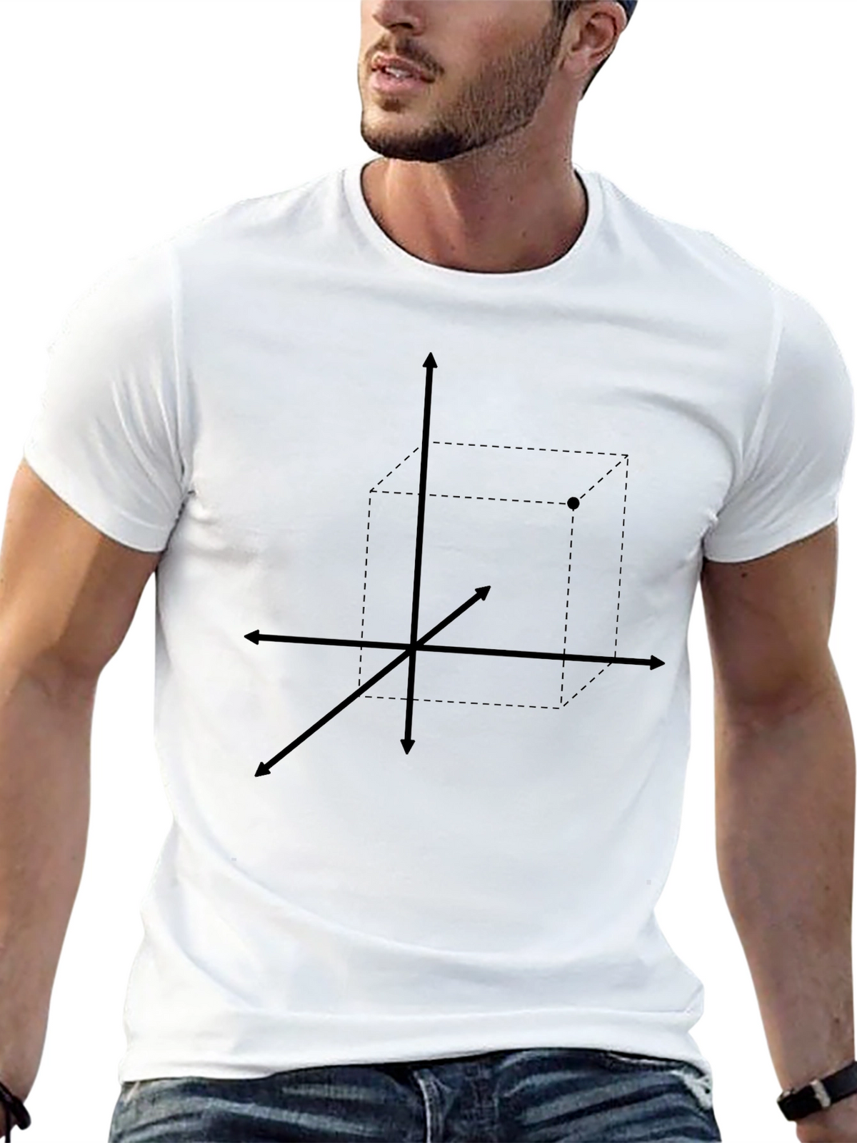 Black T-Shirt with 3D Cube Design