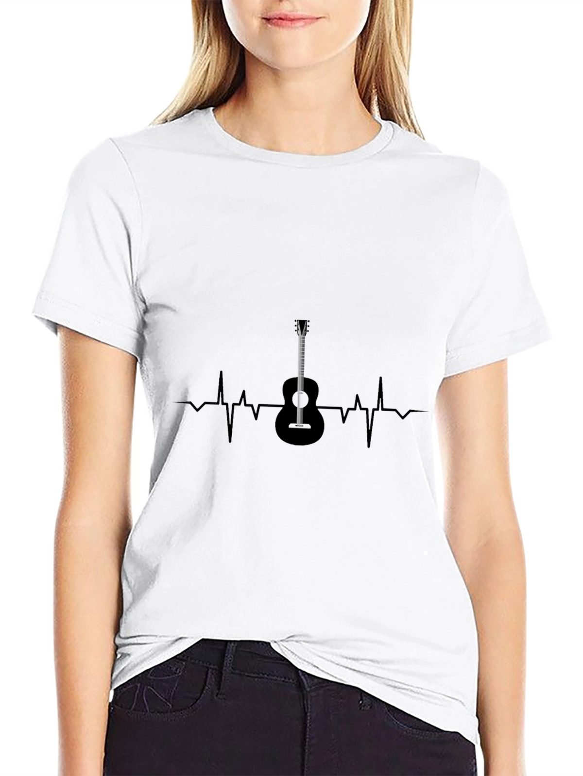 Guitar Heartbeat Black T-Shirt - Music Lover Tee