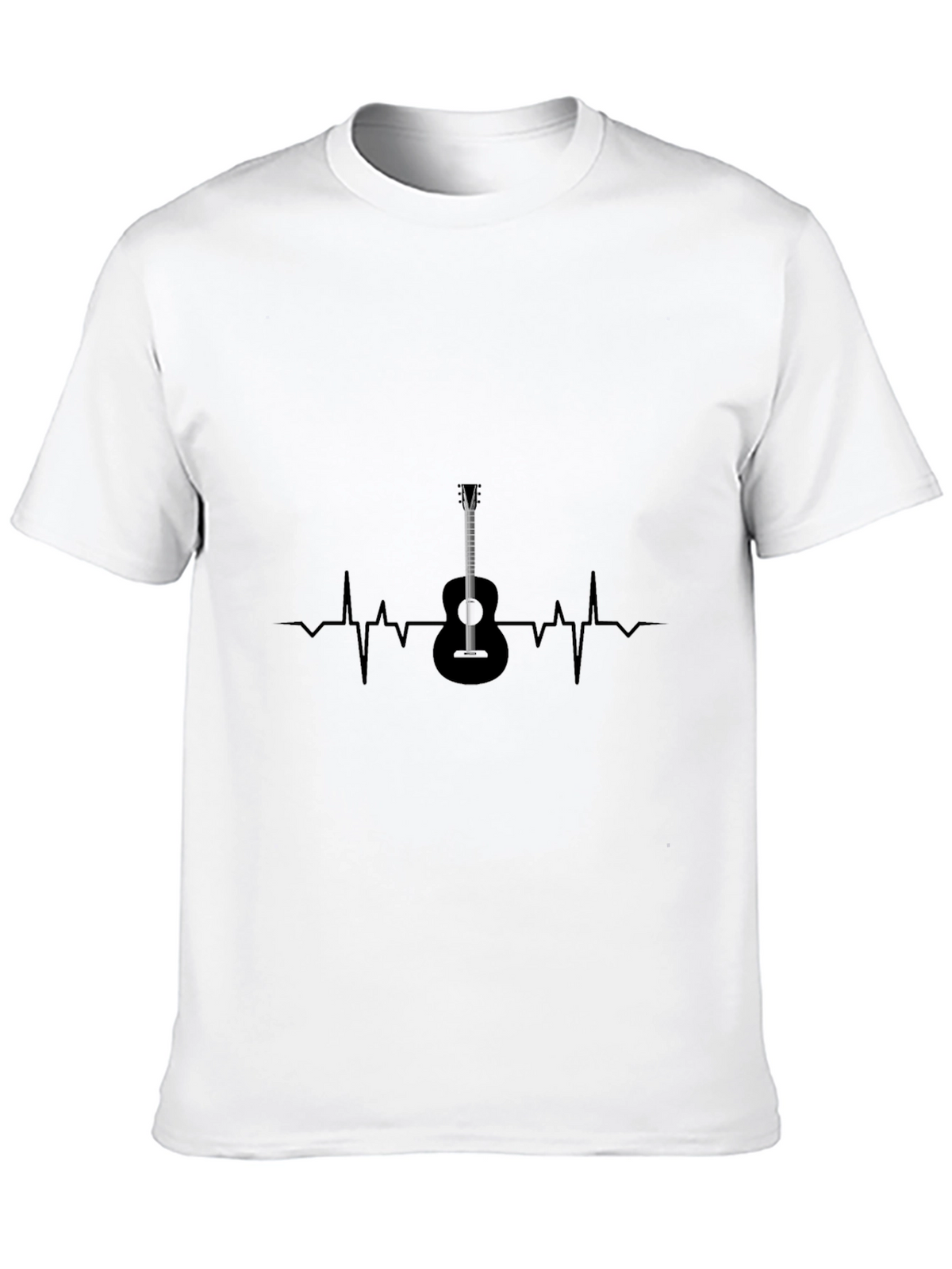 Guitar Heartbeat Black T-Shirt - Music Lover Tee