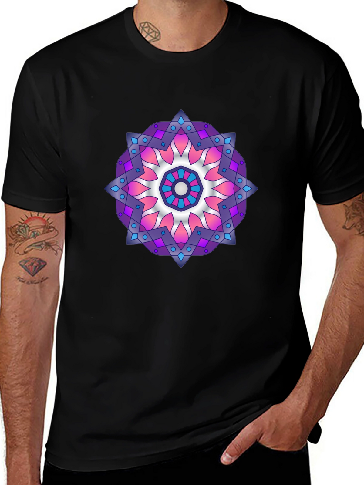 Mandala T-Shirt - Black Cotton Blend Graphic Tee