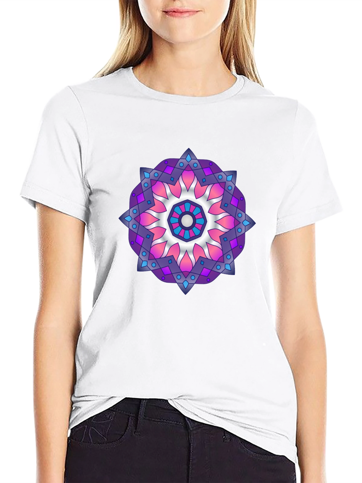 Mandala T-Shirt - Black Cotton Blend Graphic Tee