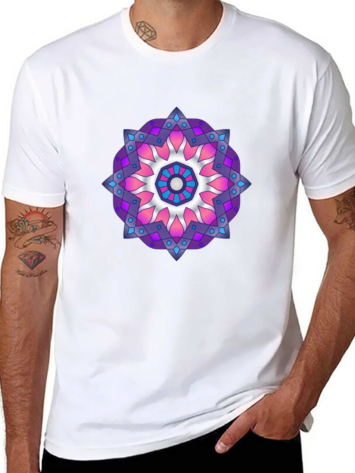 Mandala T-Shirt - Black Cotton Blend Graphic Tee