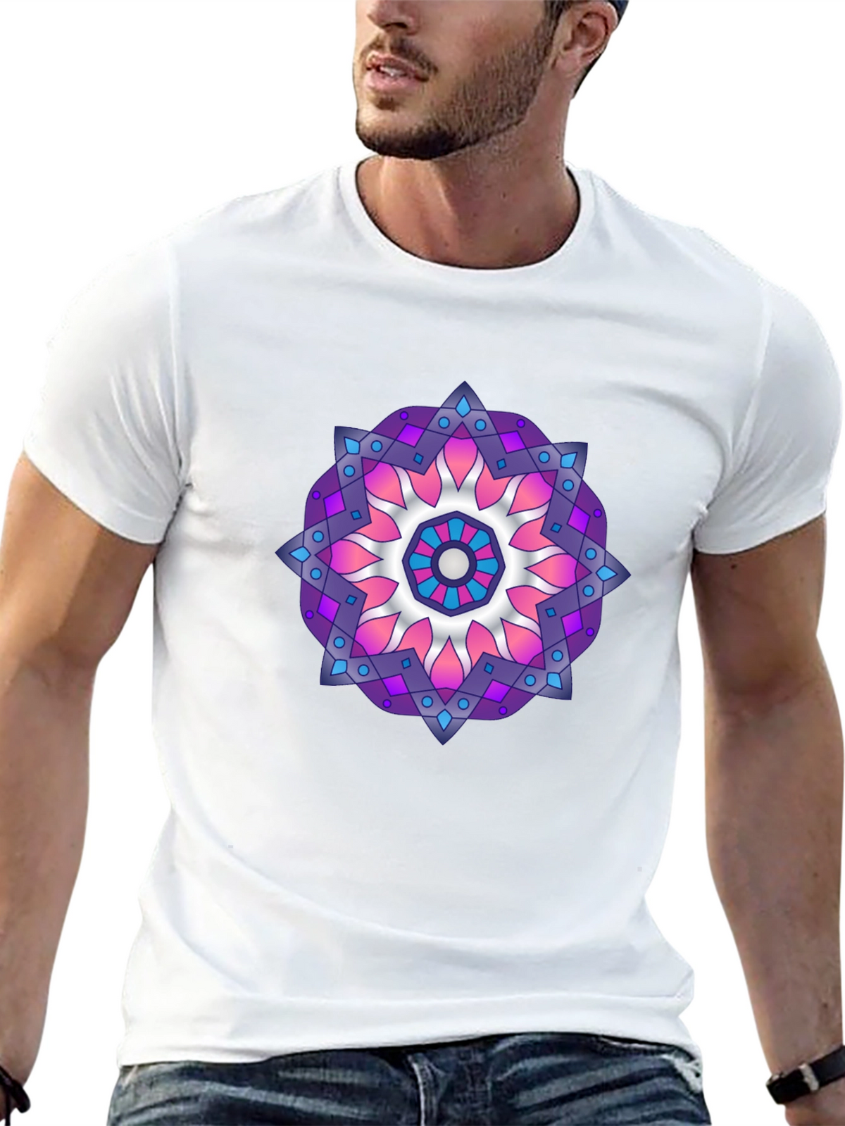 Mandala T-Shirt - Black Cotton Blend Graphic Tee