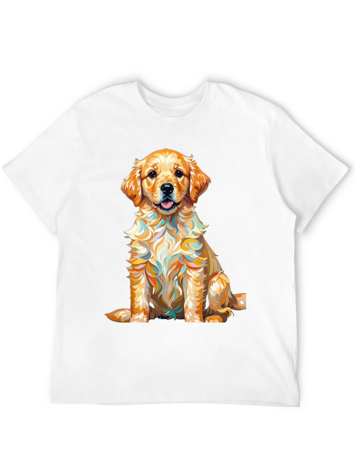 Golden Retriever Puppy Art Print Black T-Shirt