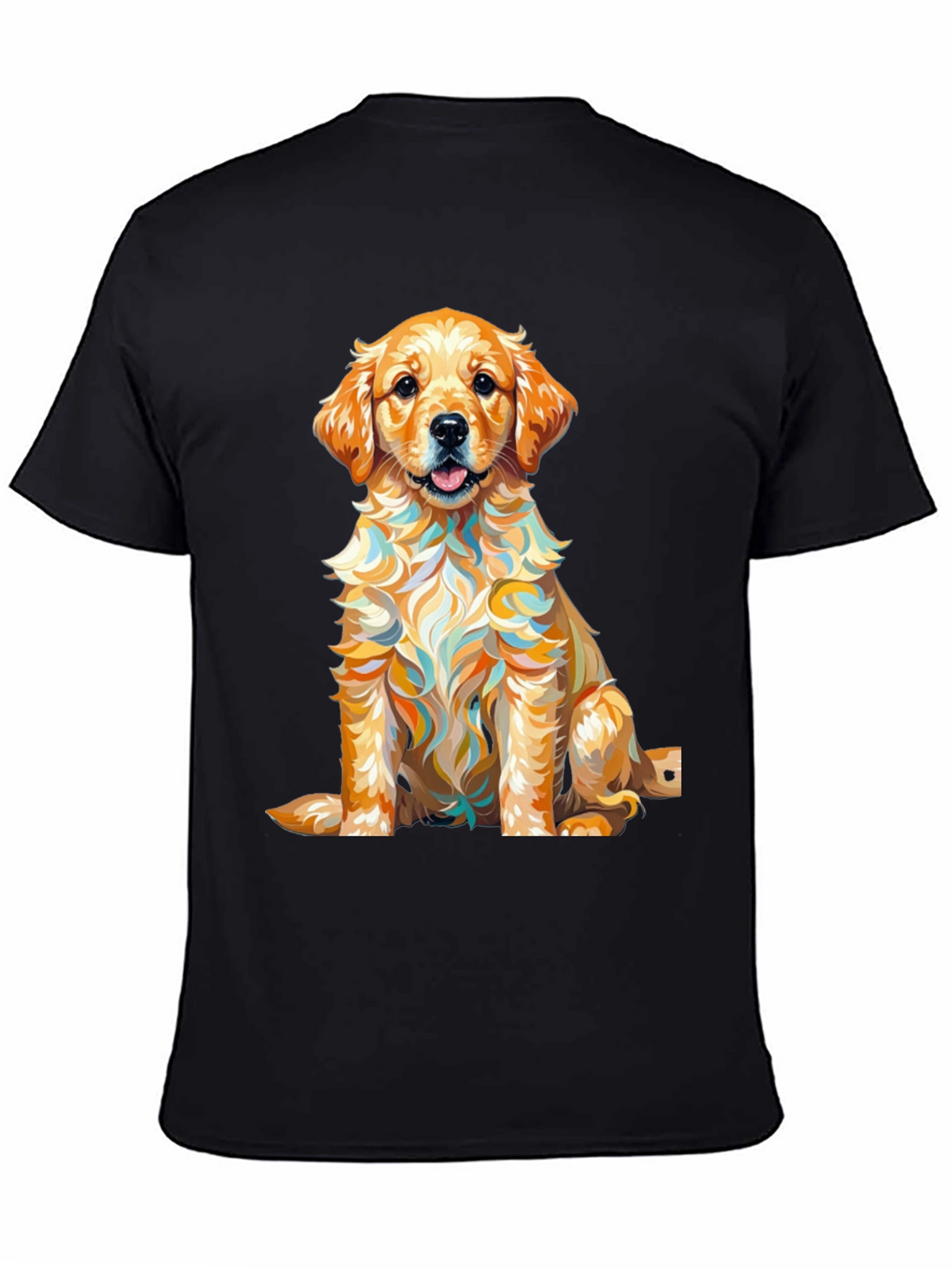 Golden Retriever Puppy Art Print Black T-Shirt
