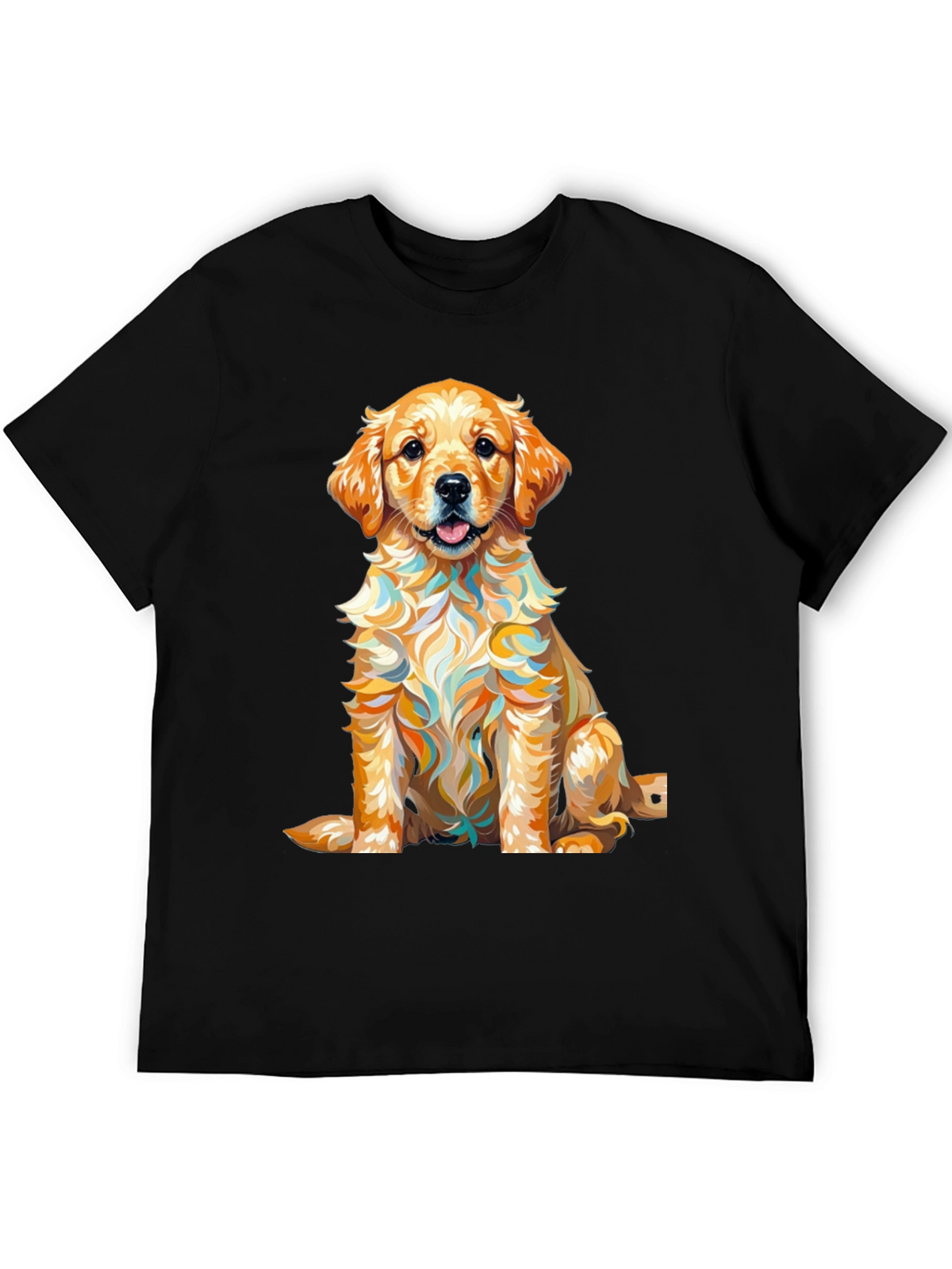 Golden Retriever Puppy Art Print Black T-Shirt